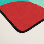 Cherry fruit market poster on aqua and turquoise stripes Desk Mat Gallery Image 4