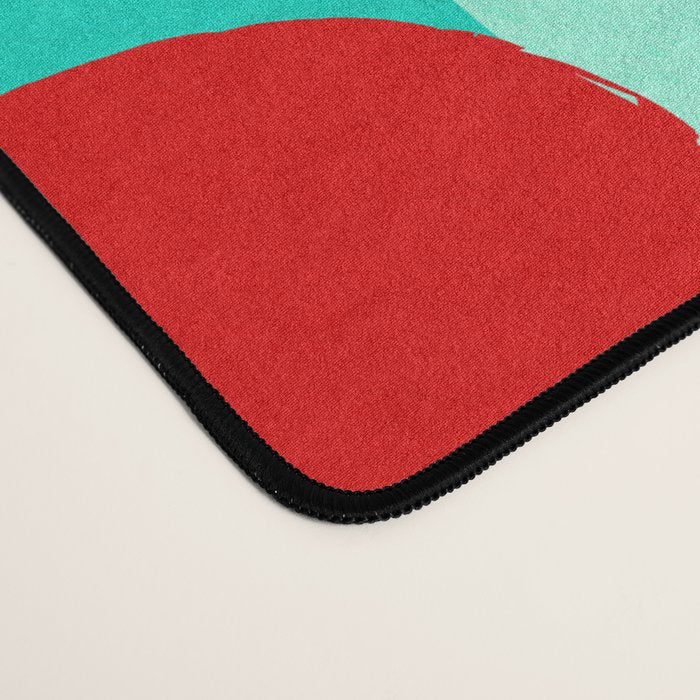 Cherry fruit market poster on aqua and turquoise stripes Desk Mat Gallery Image 4