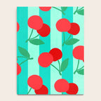 Cherry fruit market poster on aqua and turquoise stripes Notebook Gallery Image 4