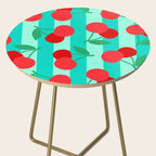 Cherry fruit market poster on aqua and turquoise stripes Side Table Gallery Image 2