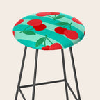 Cherry fruit market poster on aqua and turquoise stripes Stool Gallery Image 2