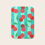 Cherry fruit market poster on aqua and turquoise stripes Bath Mat Gallery Image 1
