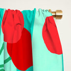 Cherry fruit market poster on aqua and turquoise stripes Window Curtain Gallery Image 2