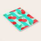 Cherry fruit market poster on aqua and turquoise stripes Notebook Gallery Image 3
