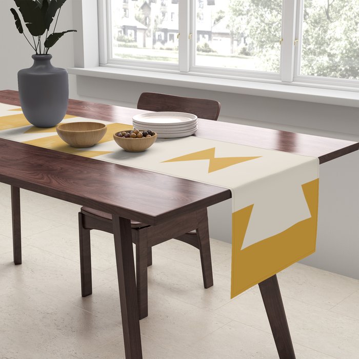 Southwestern Minimalism - Golden Yellow Neutral Beige Table Runner Gallery Image 2