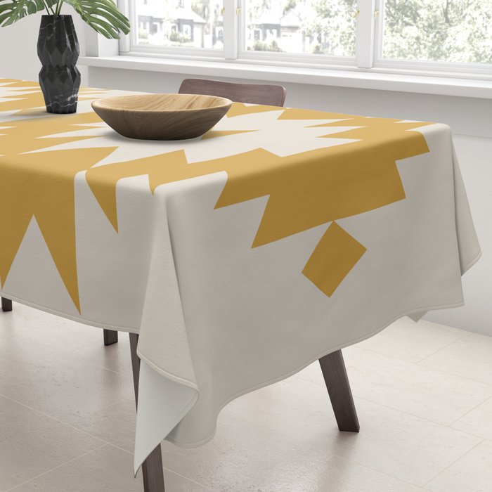 Southwestern Minimalism - Golden Yellow Neutral Beige Tablecloth Gallery Image 3