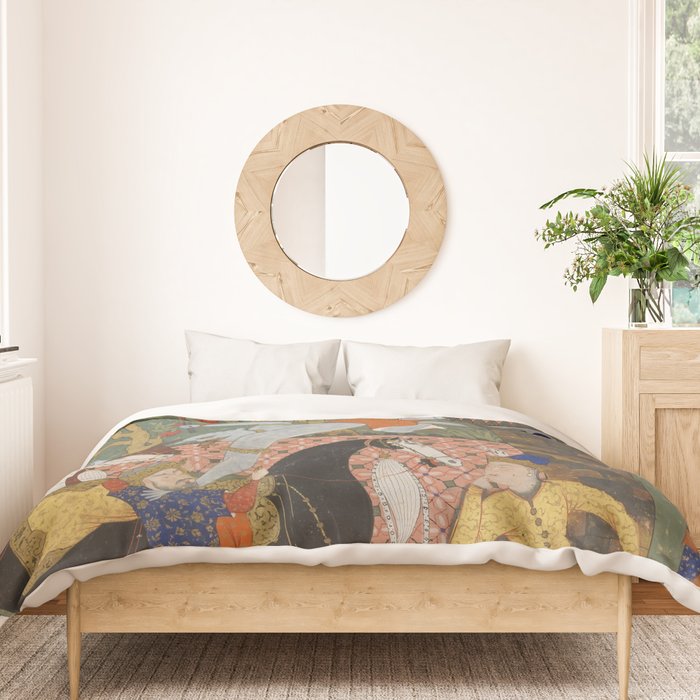 Falnama (Book of omens)The Angel of Death slays Shaddad Islamic Antique Art  Duvet Cover Gallery Image 3