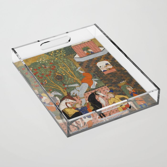 Falnama (Book of omens)The Angel of Death slays Shaddad Islamic Antique Art  Acrylic Tray Gallery Image 1