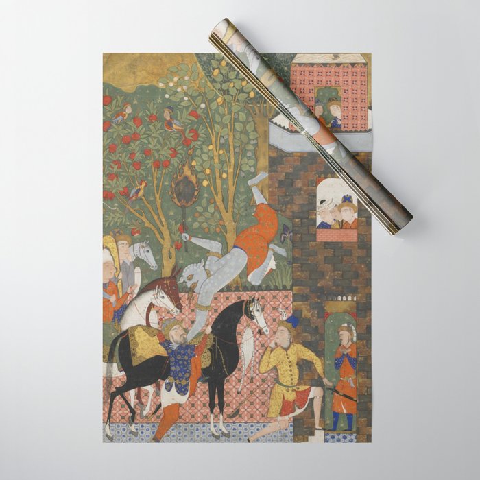 Falnama (Book of omens)The Angel of Death slays Shaddad Islamic Antique Art  Wrapping Paper Gallery Image 1