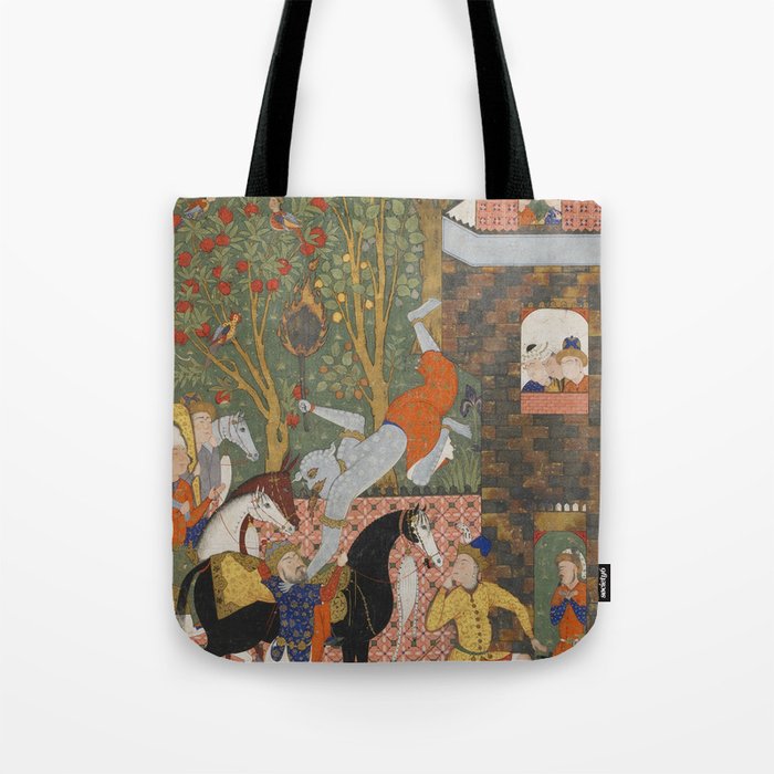 Falnama (Book of omens)The Angel of Death slays Shaddad Islamic Antique Art  Tote Bag Gallery Image 1
