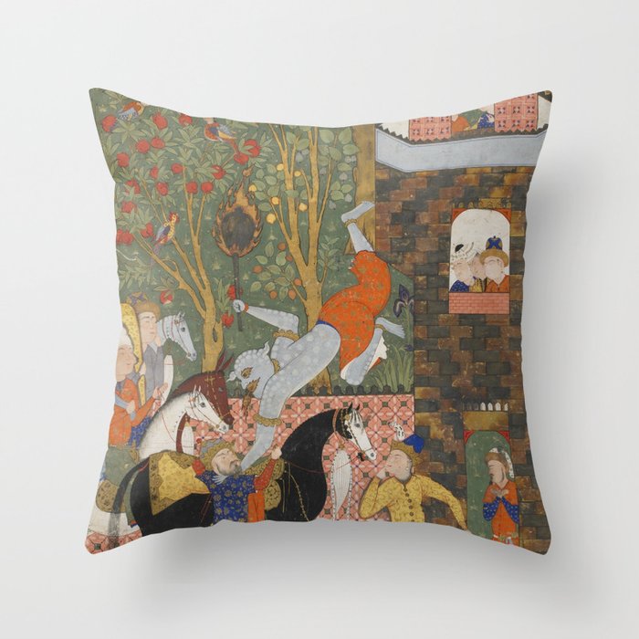 Falnama (Book of omens)The Angel of Death slays Shaddad Islamic Antique Art  Throw Pillow Gallery Image 6