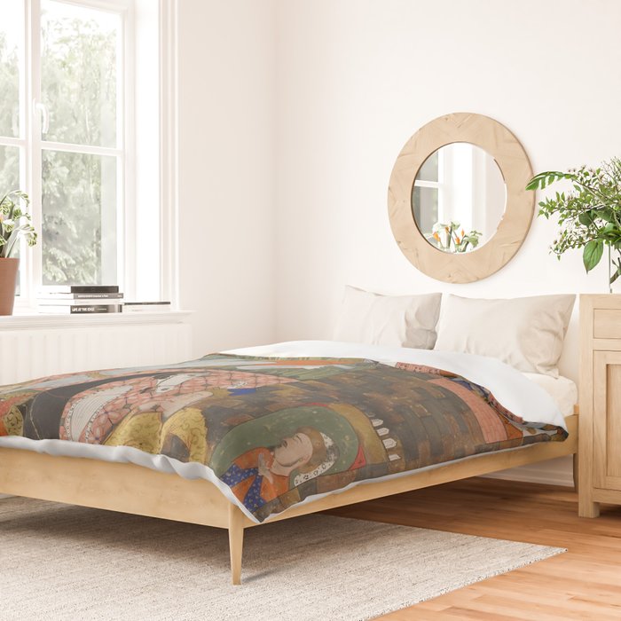 Falnama (Book of omens)The Angel of Death slays Shaddad Islamic Antique Art  Duvet Cover Gallery Image 2