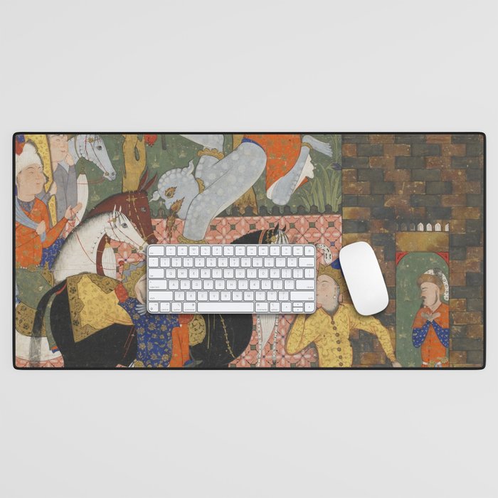 Falnama (Book of omens)The Angel of Death slays Shaddad Islamic Antique Art  Desk Mat Gallery Image 1