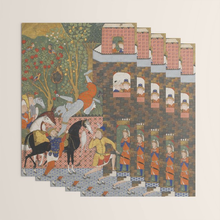 Falnama (Book of omens)The Angel of Death slays Shaddad Islamic Antique Art  Wrapping Paper Gallery Image 3