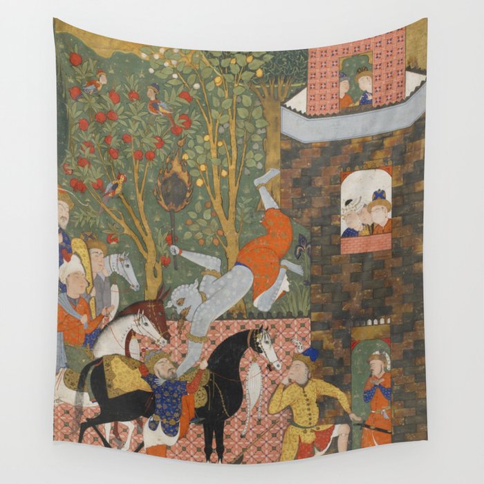 Falnama (Book of omens)The Angel of Death slays Shaddad Islamic Antique Art  Wall Tapestry Gallery Image 1