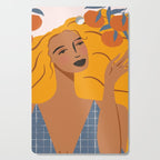 Woman Picking Clementines Cutting Board Gallery Image 1