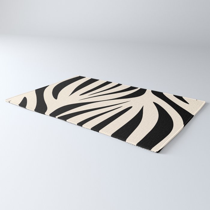 Maldives Minimalist Abstract Pattern in Black and Almond Cream Rug Gallery Image 3