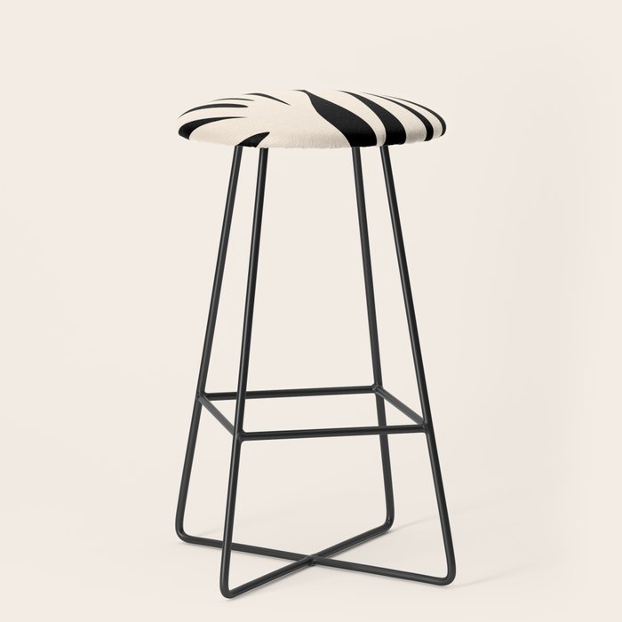 Maldives Minimalist Abstract Pattern in Black and Almond Cream Stool Gallery Image 1