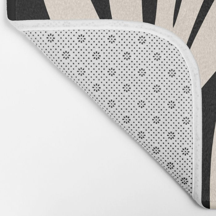 Maldives Minimalist Abstract Pattern in Black and Almond Cream Bath Mat Gallery Image 2