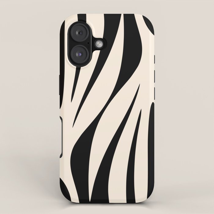 Maldives Minimalist Abstract Pattern in Black and Almond Cream iPhone Case Gallery Image 1