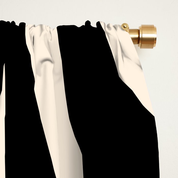Maldives Minimalist Abstract Pattern in Black and Almond Cream Window Curtain Gallery Image 2