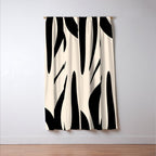 Maldives Minimalist Abstract Pattern in Black and Almond Cream Window Curtain Gallery Image 3