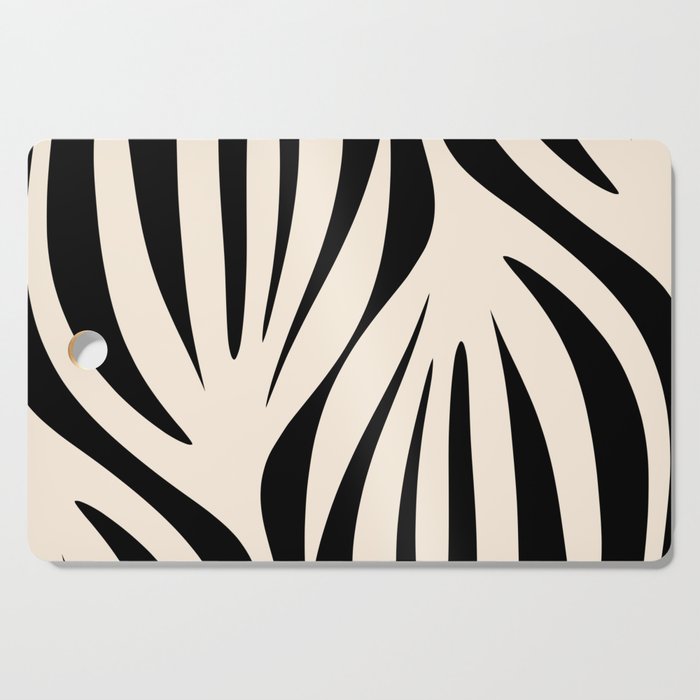 Maldives Minimalist Abstract Pattern in Black and Almond Cream Cutting Board Gallery Image 1
