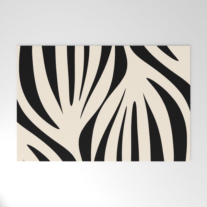 Maldives Minimalist Abstract Pattern in Black and Almond Cream Welcome Mat Gallery Image 1