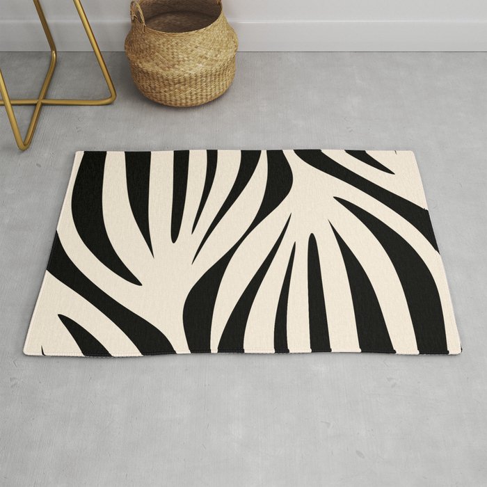 Maldives Minimalist Abstract Pattern in Black and Almond Cream Rug Gallery Image 1
