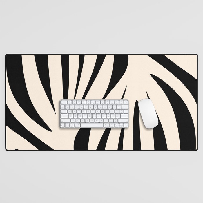 Maldives Minimalist Abstract Pattern in Black and Almond Cream Desk Mat Gallery Image 1