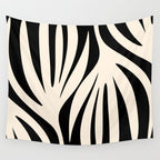 Maldives Minimalist Abstract Pattern in Black and Almond Cream Wall Tapestry Gallery Image 4