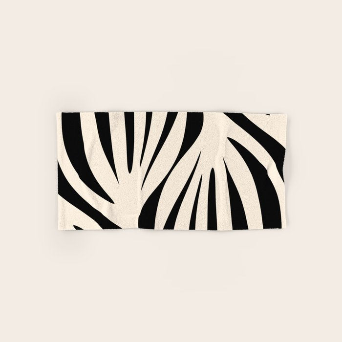 Maldives Minimalist Abstract Pattern in Black and Almond Cream Bath Towel Gallery Image 1