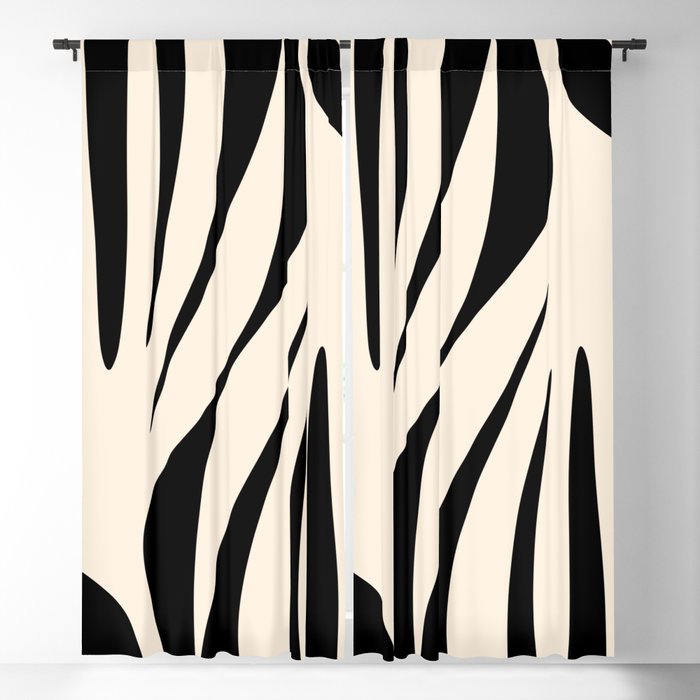 Maldives Minimalist Abstract Pattern in Black and Almond Cream Window Curtain Gallery Image 1