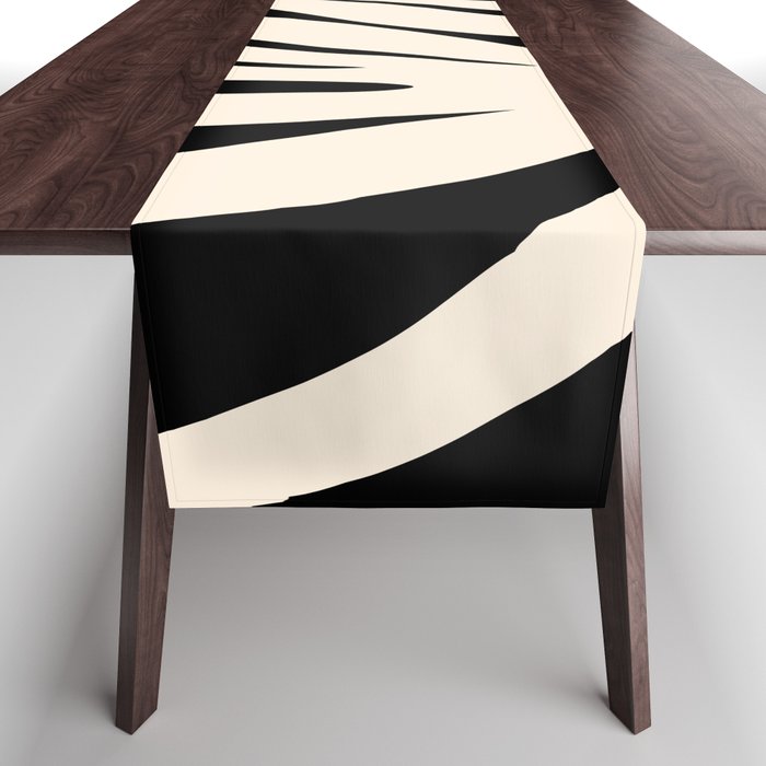 Maldives Minimalist Abstract Pattern in Black and Almond Cream Table Runner Gallery Image 1