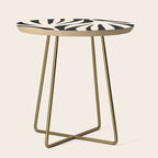 Maldives Minimalist Abstract Pattern in Black and Almond Cream Side Table Gallery Image 1