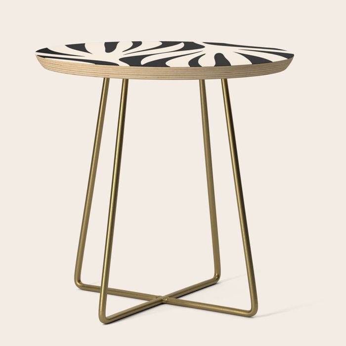 Maldives Minimalist Abstract Pattern in Black and Almond Cream Side Table Gallery Image 1