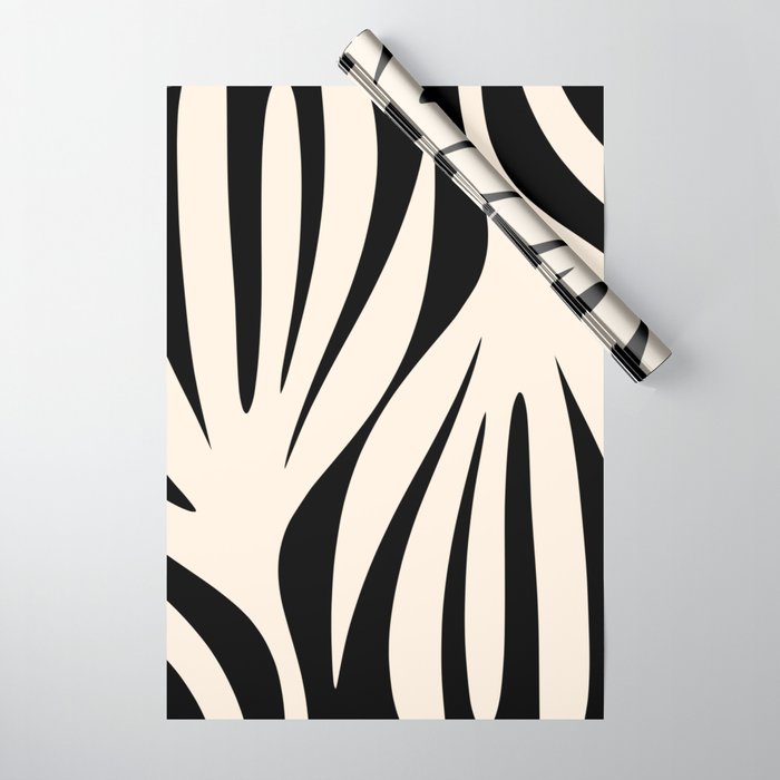 Maldives Minimalist Abstract Pattern in Black and Almond Cream Wrapping Paper Gallery Image 1