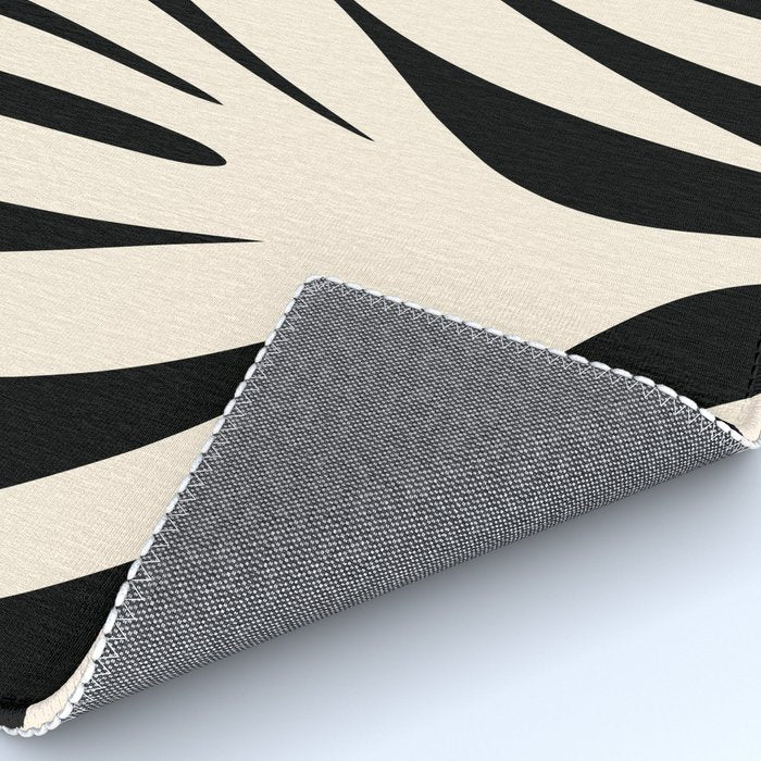 Maldives Minimalist Abstract Pattern in Black and Almond Cream Rug Gallery Image 4