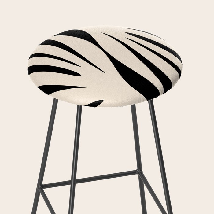 Maldives Minimalist Abstract Pattern in Black and Almond Cream Stool Gallery Image 2