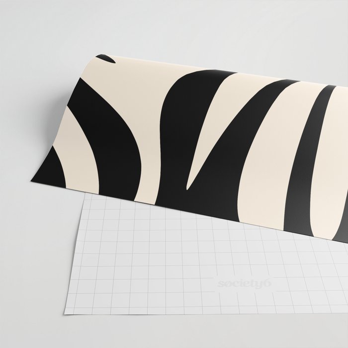 Maldives Minimalist Abstract Pattern in Black and Almond Cream Wrapping Paper Gallery Image 2