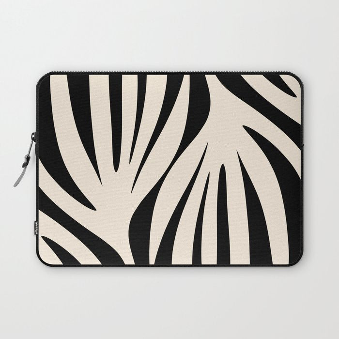 Maldives Minimalist Abstract Pattern in Black and Almond Cream Laptop Sleeve Gallery Image 1