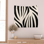 Maldives Minimalist Abstract Pattern in Black and Almond Cream Wall Tapestry Gallery Image 2