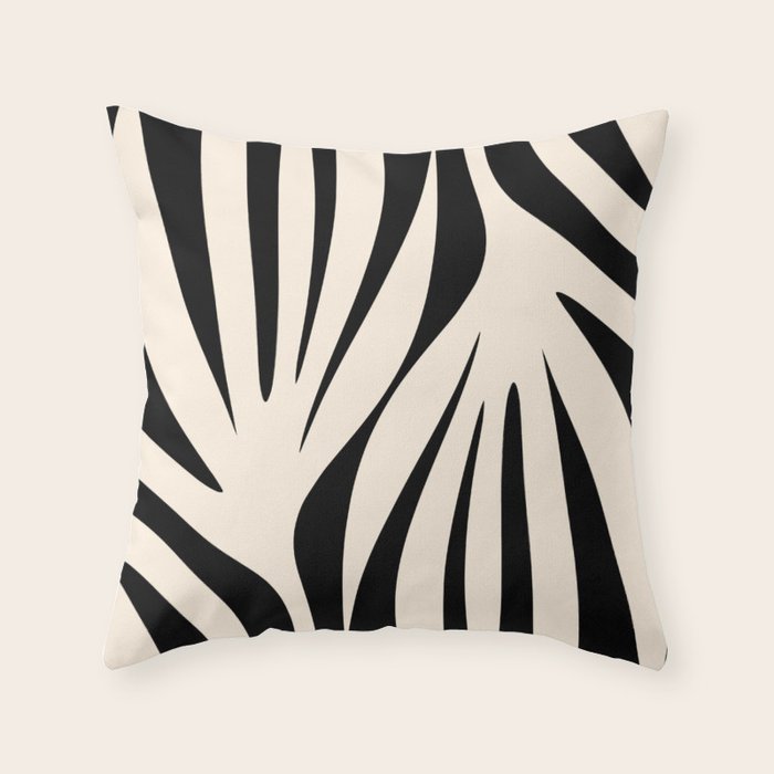 Maldives Minimalist Abstract Pattern in Black and Almond Cream Throw Pillow Gallery Image 1
