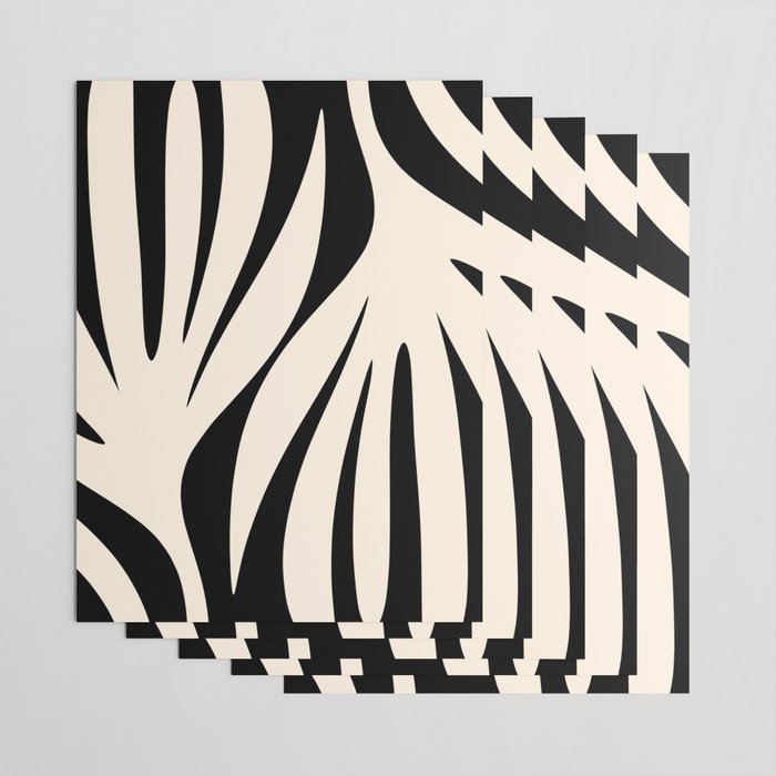 Maldives Minimalist Abstract Pattern in Black and Almond Cream Wrapping Paper Gallery Image 3