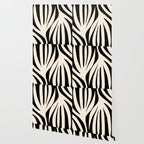 Maldives Minimalist Abstract Pattern in Black and Almond Cream Wallpaper Gallery Image 2