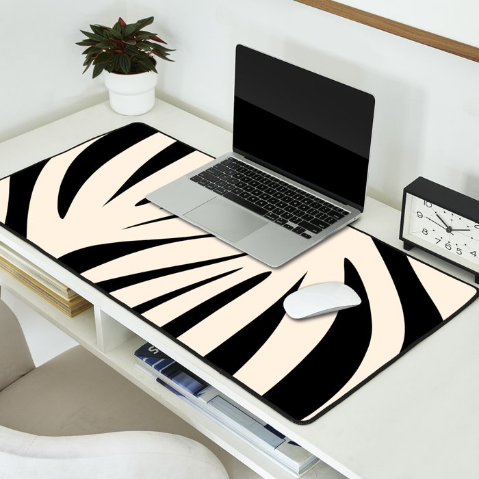 Maldives Minimalist Abstract Pattern in Black and Almond Cream Desk Mat Gallery Image 2