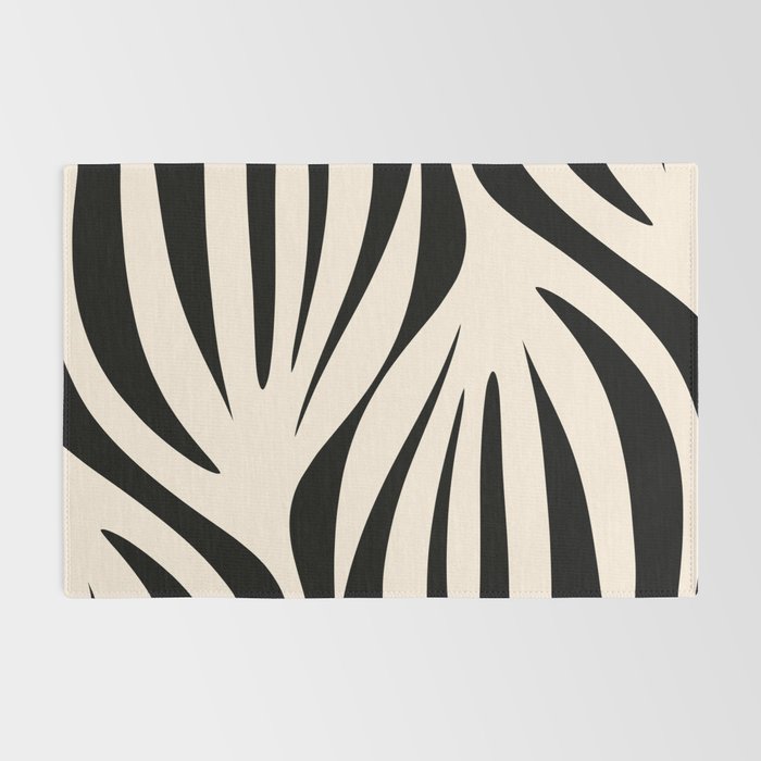 Maldives Minimalist Abstract Pattern in Black and Almond Cream Rug Gallery Image 2