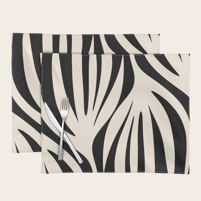 Maldives Minimalist Abstract Pattern in Black and Almond Cream Placemat Gallery Image 1