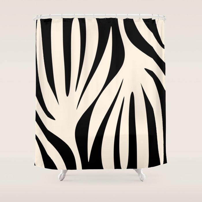 Maldives Minimalist Abstract Pattern in Black and Almond Cream Shower Curtain Gallery Image 1