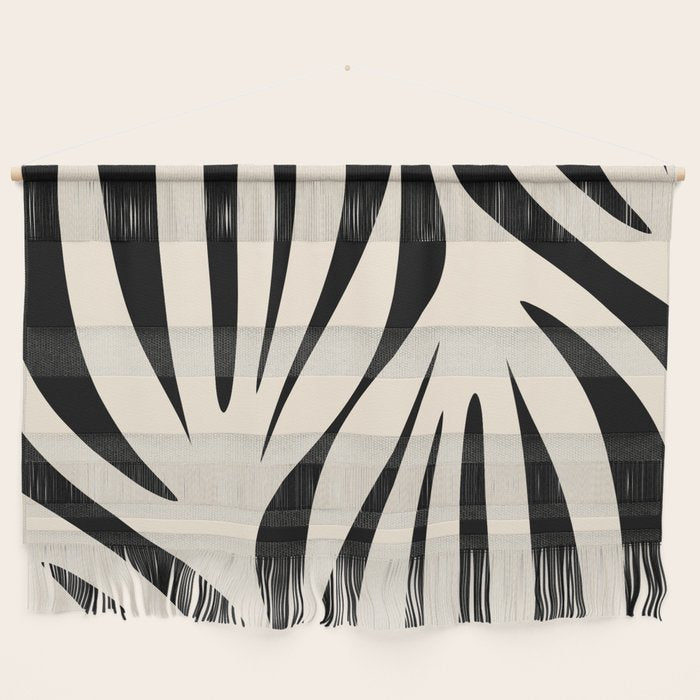 Maldives Minimalist Abstract Pattern in Black and Almond Cream Wall Hanging Gallery Image 1